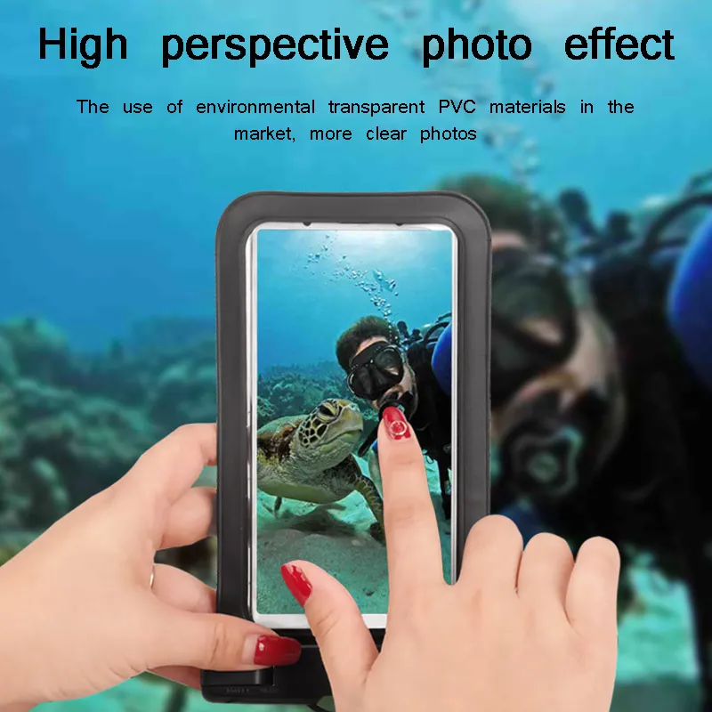 

4 Colors Anti-Falling Waterproof Mobile Phone Bag Swimming Phone Case Holder Underwater Seal Snowproof Touch Bag Below 6.9inch