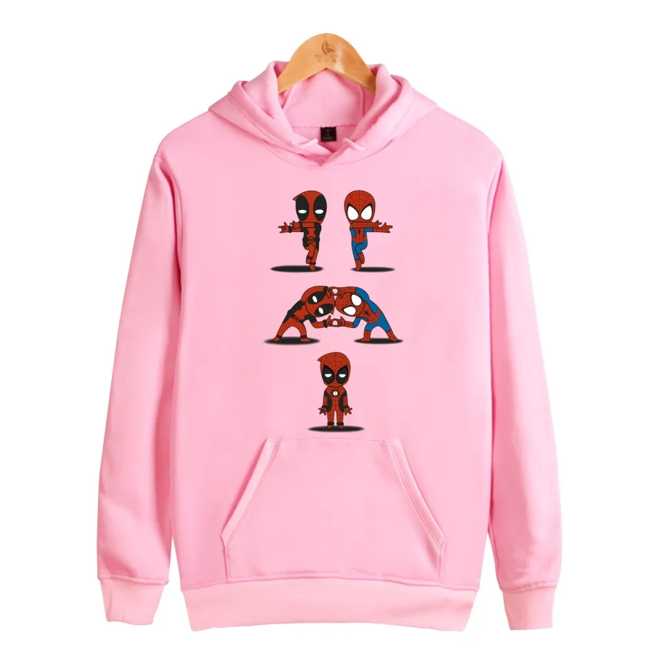 Модные толстовки Дэдпул для мальчиков и девочек розовый свитшот с длинным