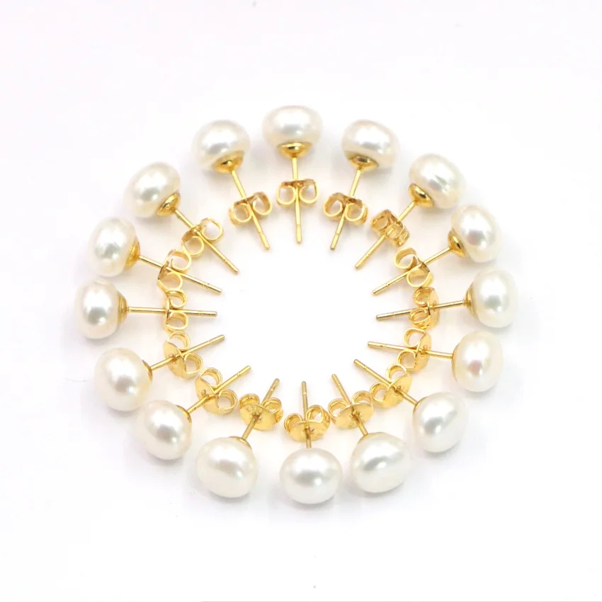 Серьги женские из пресноводного жемчуга 7-8 мм 8 комплектов | Украшения и
