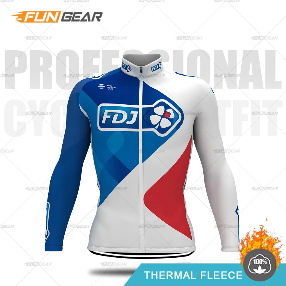FDJ Pro Team рубашка с длинным рукавом мужская куртка термо флисовый Топ Одежда для велоспорта зимняя теплая одежда Джерси для велоспорта