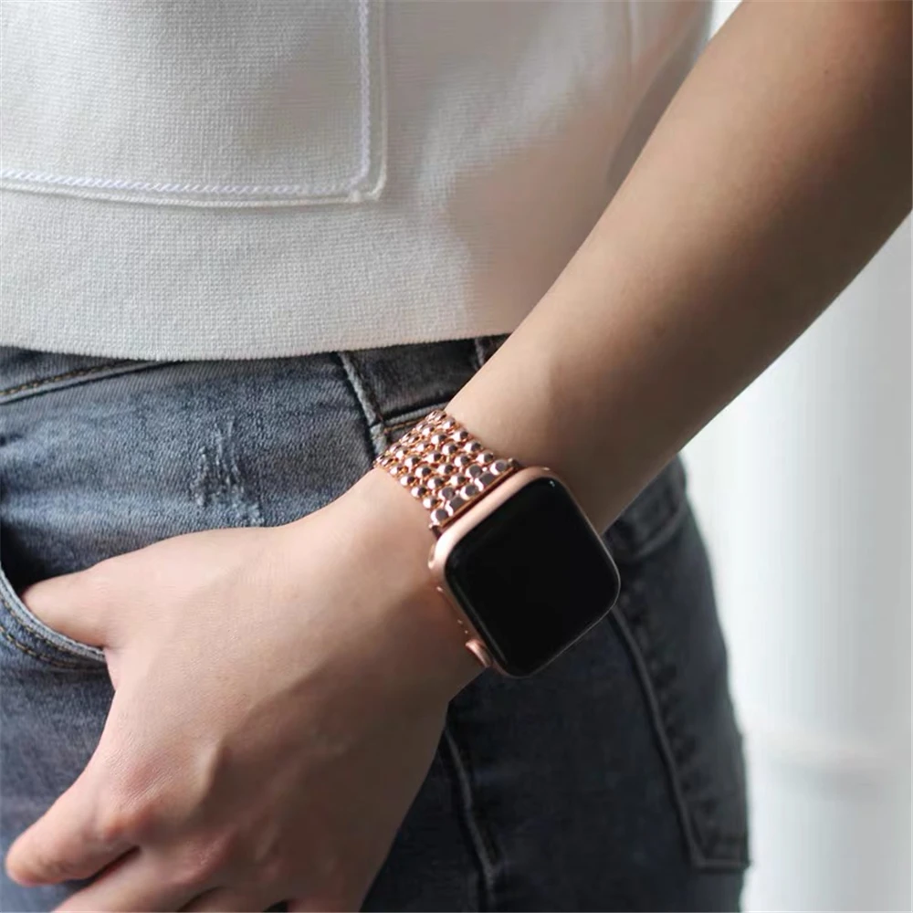 

For Apple Watch 44mm 40mm Stainless Steel Band For Iwatch Apple Watch SE 6 5 4 3 42mm 38mm Strap Women Men Bands Link Bracelet