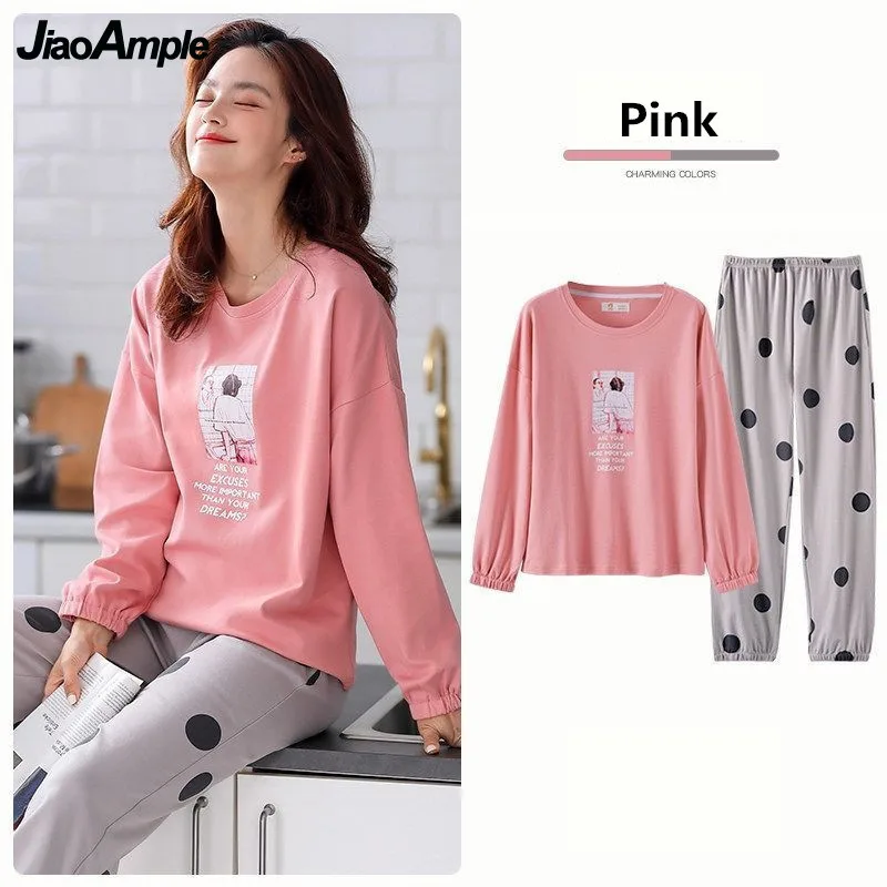 Sleepwear Women's Pajamas 2022 Spring Autumn New Plaid Long-sleeved Trousers Pijamas Two-piece Casual Nightie Home Clothes Suits