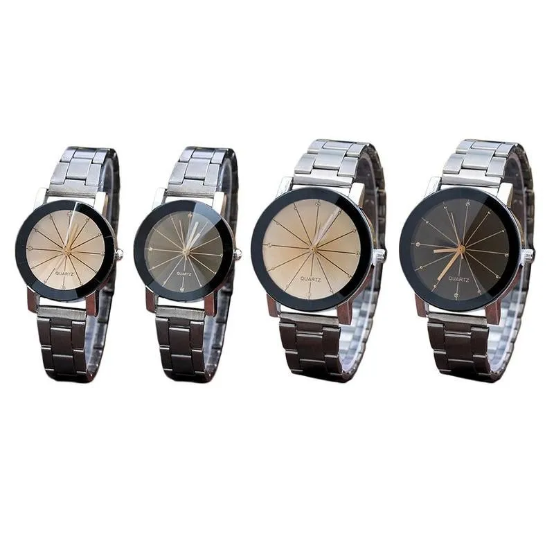 

Black Dial Couple Watch Women Round Watch Ladies Gradient Color Quartz Watches Relogio Feminino For Gift Clock Dial Couple Watch