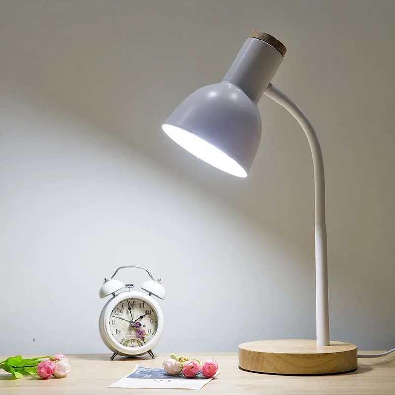 Скандинавская деревянная настольная лампа для учебы светодиодный светильник