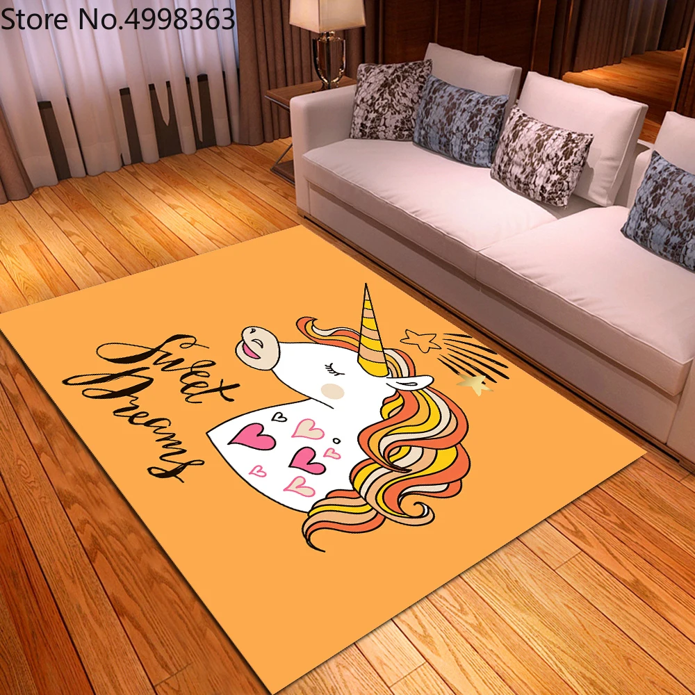 Unicorn Carpet Cartoon Polyester Area Rugs Animals Kids Bedroom Living Room Decor Floor Mats Entrance Doormats Anti Slip Mat | Дом и сад