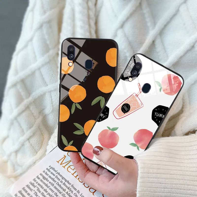 Glass Case For Samsung Galaxy A10 A20 e A30 A40 A50 A80 A90 A5 A7 A8 J5 J4 2017 2018 A21 A51 A71 A81 S11 Plus Lite Fruits Cover | Мобильные