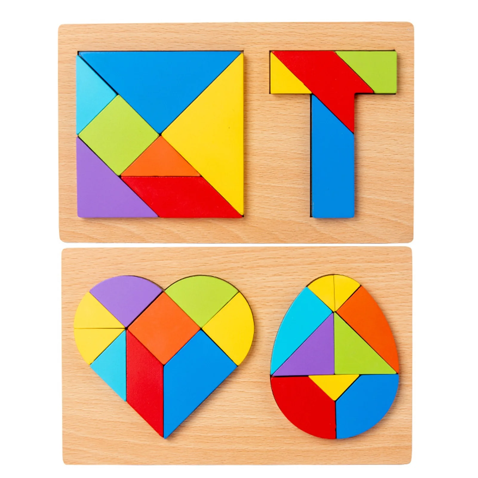 

Tangram Puzzle Wooden 2-In-1 Tangram T-Character Jigsaw Puzzle Training Logical Thinking Smooth Jigsaw Safety Design Famous