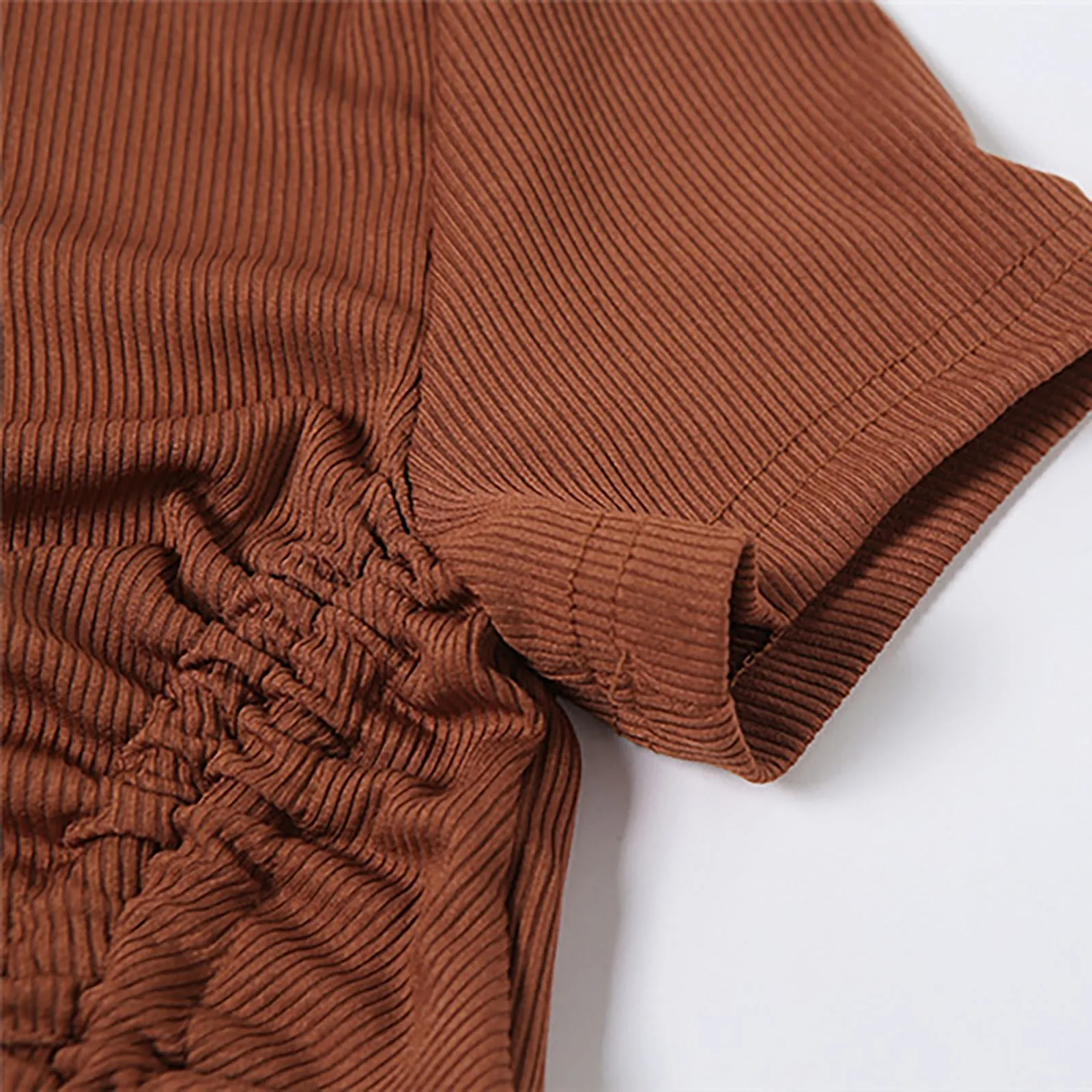 

Womail Summer Fashion Casual Skinny Solid T Shirt and Trousers Two Piece Set Women Female Rib Knit Tracksuit Elastic Outfit