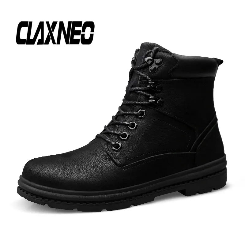 CLAXNEO мужские зимние ботинки плюшевый мех натуральная кожа мужские ботинки с высоким берцем Мужская зимняя обувь теплые большие размеры прогулочная обувь