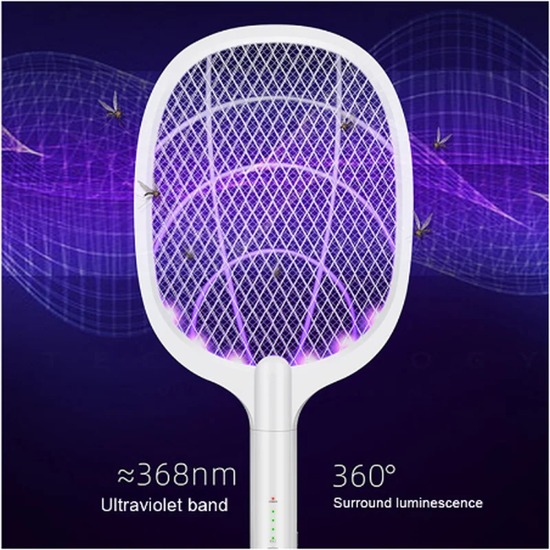 

3000V Electric Mosquito Killer With UV Lamp USB 1200mAh Rechargeable Bug Zapper Summer Fly Swatter Home Bug Insect Racket ZM812