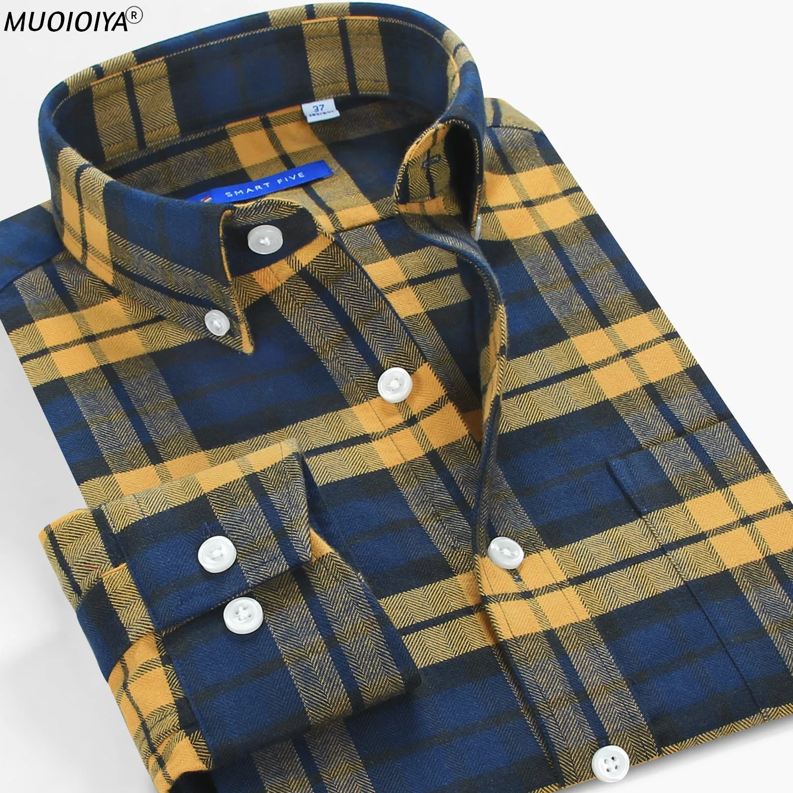 

Smart Five Flannel Shirt Men Clothing Thick Long Sleeve Casual Plaid Shirt Slim Fit Branded Vintage 2022 New Man Shirts