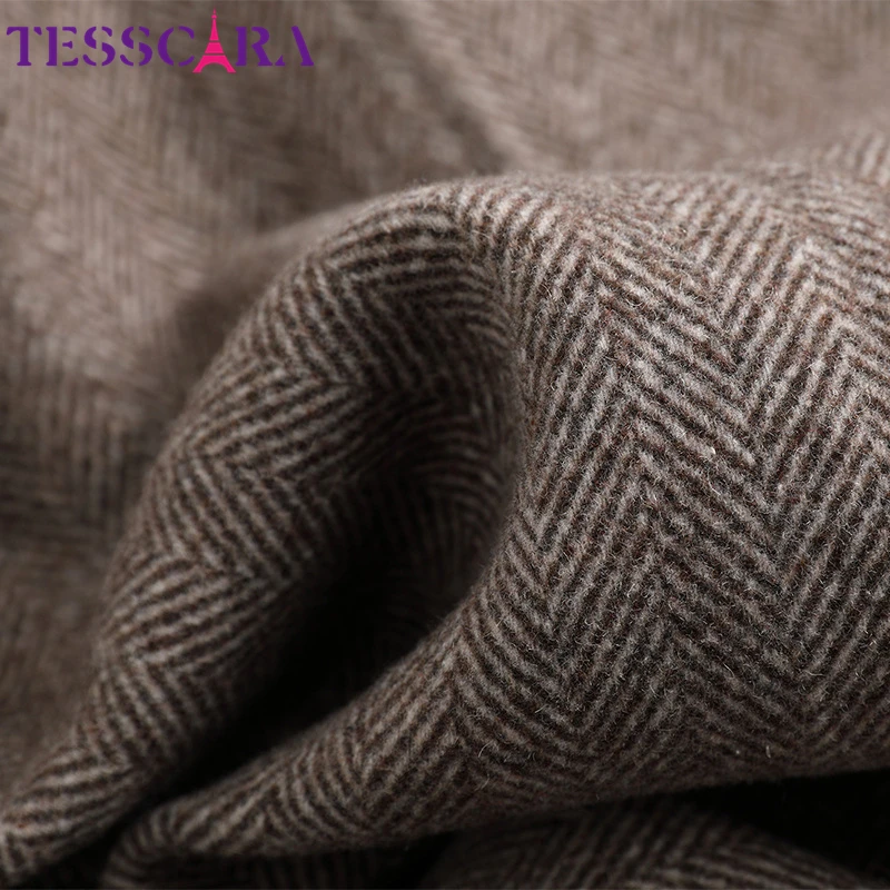 TESSCARA Женская осенне-зимняя Шерстяная Смесь простая куртка-пальто женский теплый