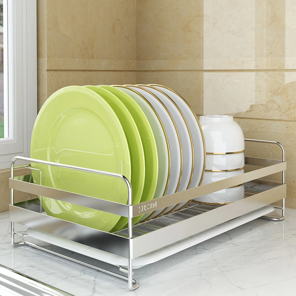 

Kitchen Holder Tableware Storage Stainless Steel Organizer Drainer Bowl Cabinet Home With Tray Dish Drying Rack Plate Modern