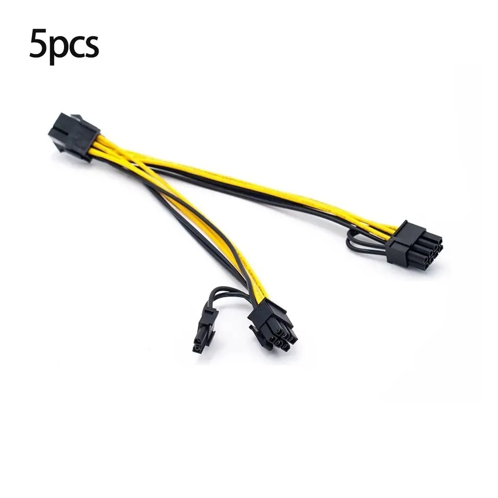 

5PCS PCI-E 6-pin to Dual 6+2-pin (6-pin/8-pin) Power Splitter Cable Graphics Card PCIE PCI Express 6Pin to Dual 8Pin Power Cable