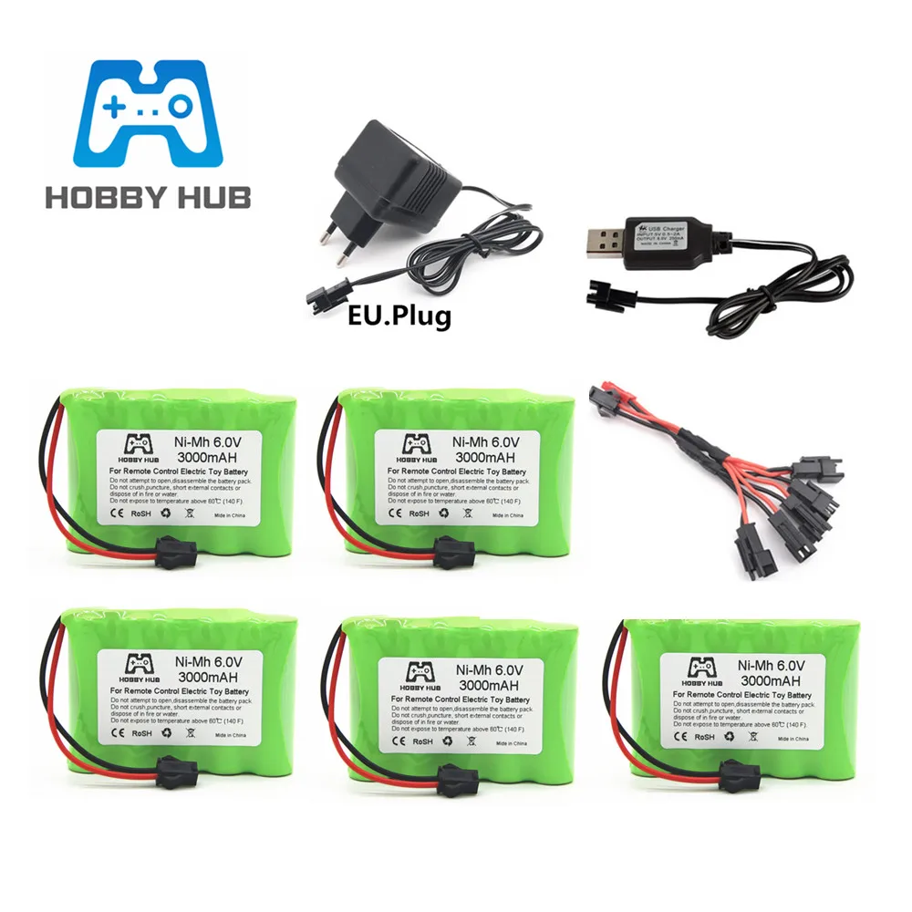 

6v 3000mAh Battery and Charger For RC Toys Cars Boats Robots Tanks Gun AA 2400mAh 6v Rechargeable Battery Pack SM Plug