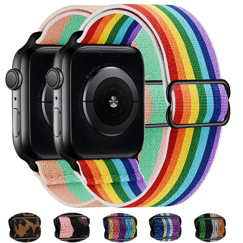 

Nylon Strap for Apple watch band 44mm 40mm 38mm 42mm Adjustable Elastic solo Loop bracelet Belt For iWatch series 3 4 5 6 se
