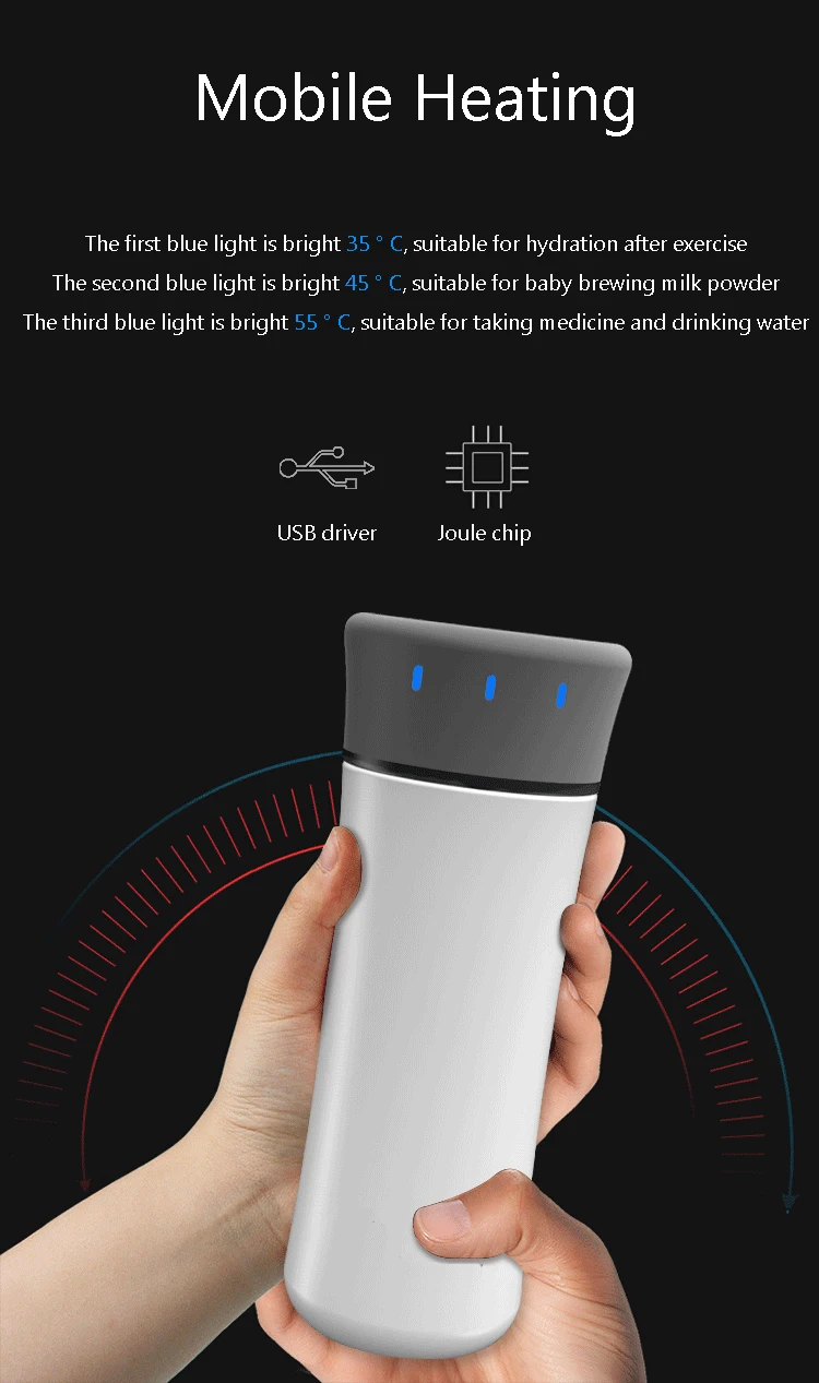 DMWD 320 мл USB бутылка для подогрева воды мини электрический чайник DC5V нержавеющая сталь чашка для воды для путешествий автомобиля/power Bank/компьютера