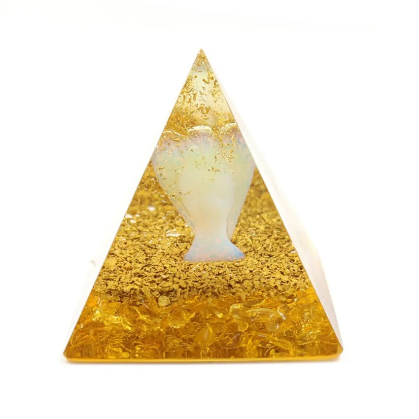 FYJS уникальный оргонит камень аметист и смола Пирамида духовный кулон прекрасный