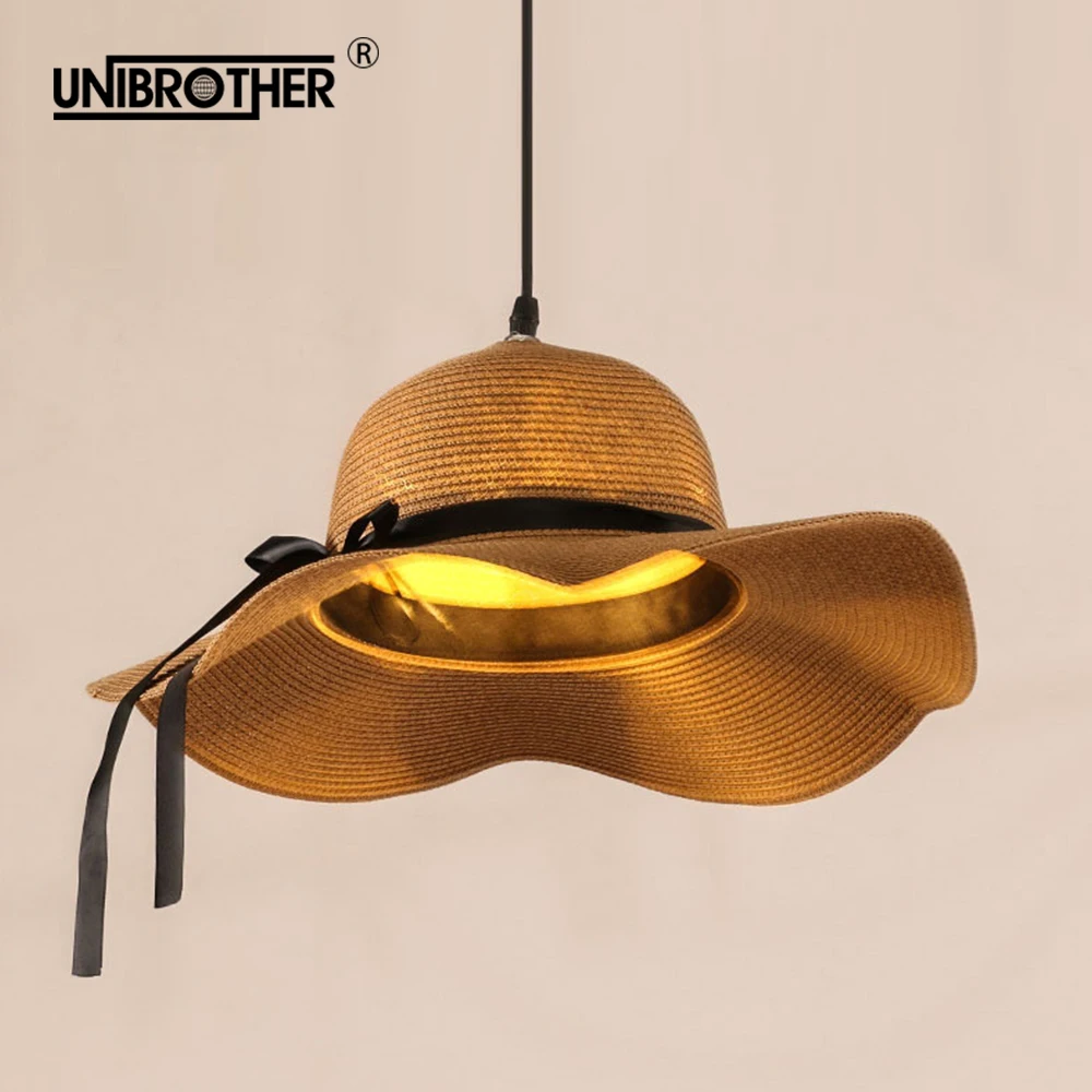 Плетеная соломенная шляпа 56 см подвесной светильник из ротанга лампы для