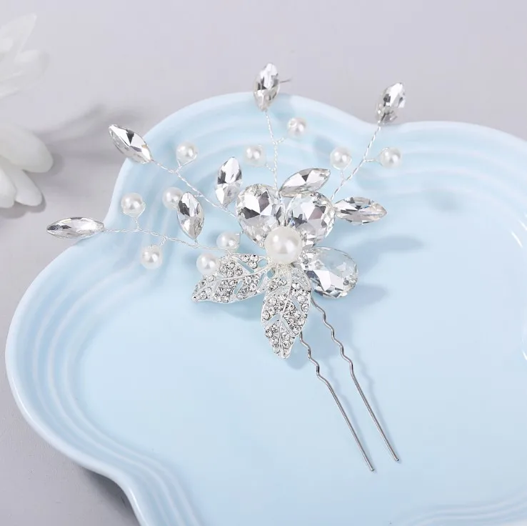 Жемчужное искусственное украшение для волос с кристаллами Стразы женщин цветок
