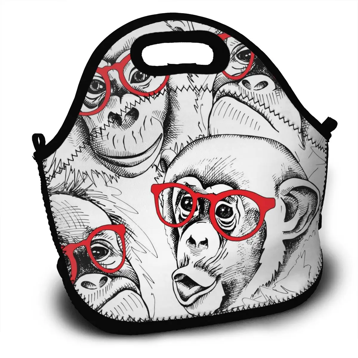 

Новинка 2020, сумка для ланча, портреты обезьяны в красных очках, теплоизоляция изображения, удобная сумка для отдыха