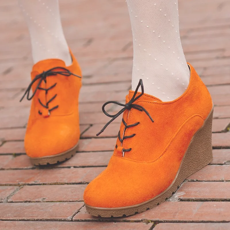 Модные женские ботинки Повседневная обувь на платформе Обувь танкетке 6-8 см