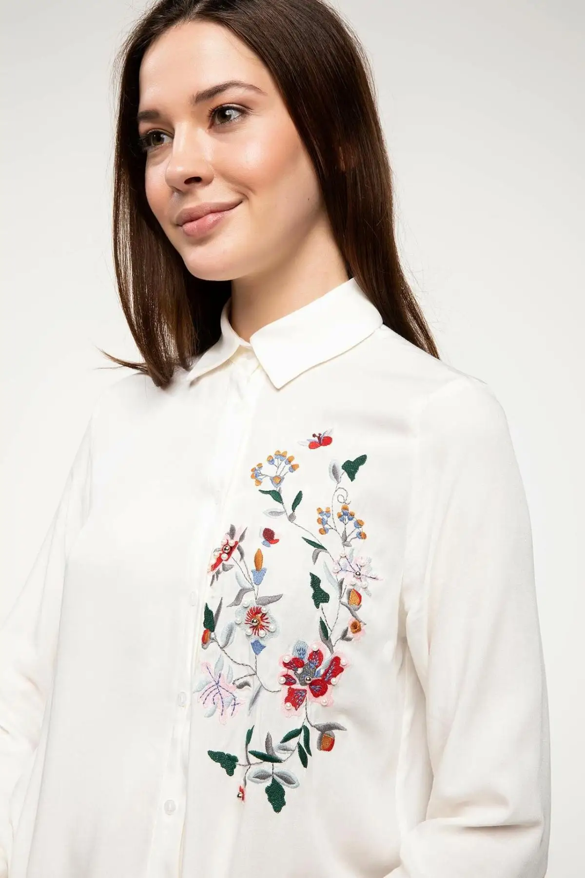 Дефакто Женская тканая Tunic-J1602AZ18SP с длинным рукавом | одежда