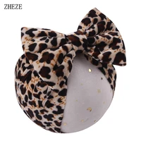 5 leopard baby turbans 2021 hot sale print soft velvet children head wrap fashion cotton messy bow headband diy hair craft