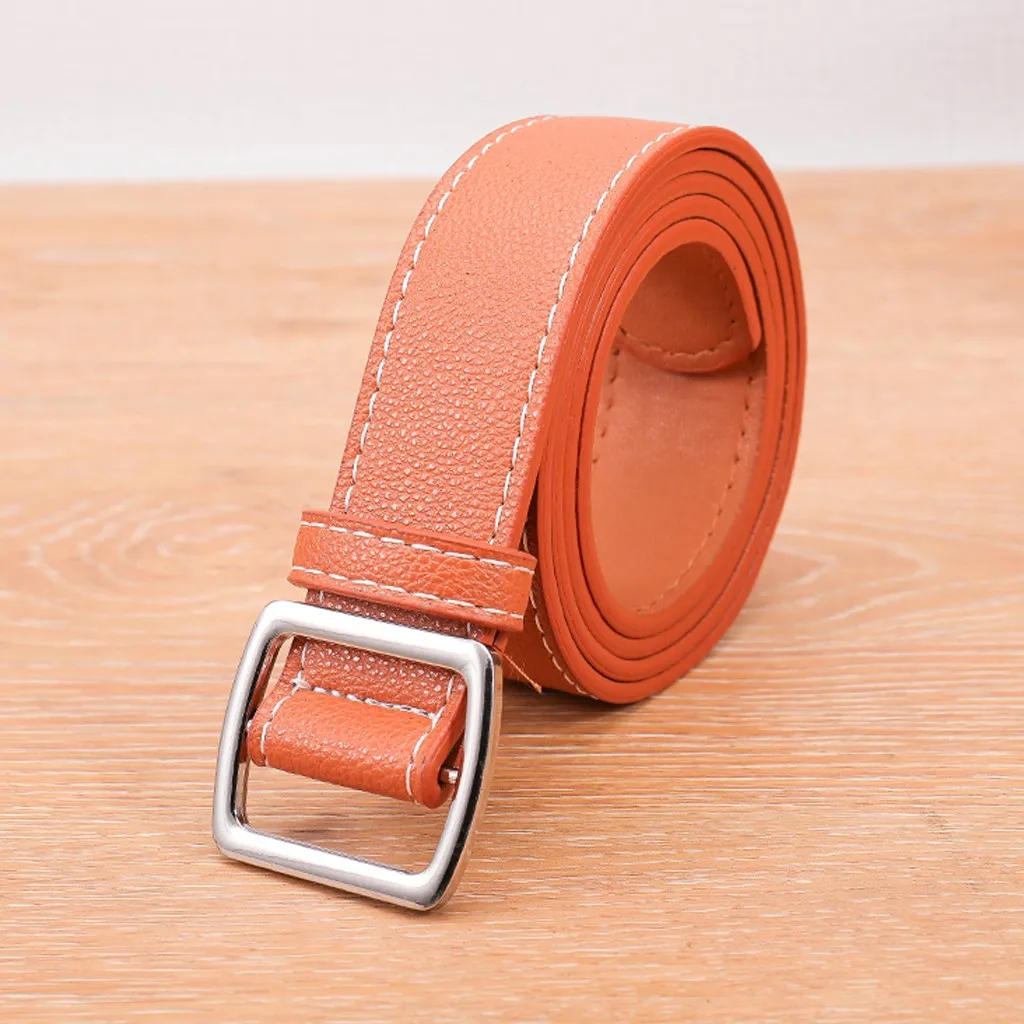 Женский Мужской ремень с металлической квадратной пряжкой кожаный Простой