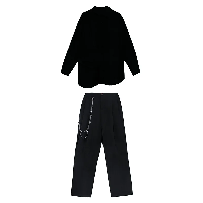 

Solid Color Long sleeve Long wide leg pants elegant Ladies loose hoodies sweatshirts q315