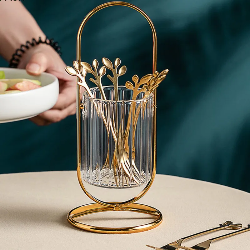 

Household Stainless Steel Fork Fruit Fork Storage Dining Table Kitchen Decor Small Spoon Chopsticks Storage Box Home Decoration