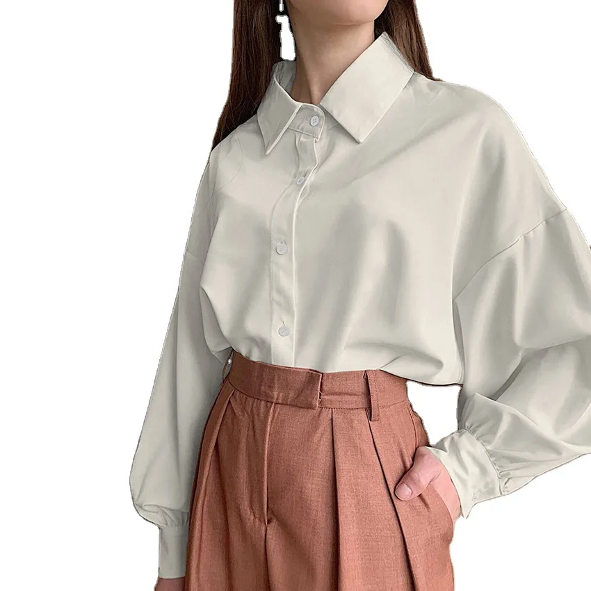 

Spring New Loose White Retro Temperament Commute Shirt Women's European and American Long Sleeve Design Bottoming Shirt 2021