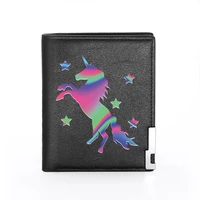 charm unicorn star cover men women leather wallet billfold slim credit cardid holders inserts money bag pocket short purses