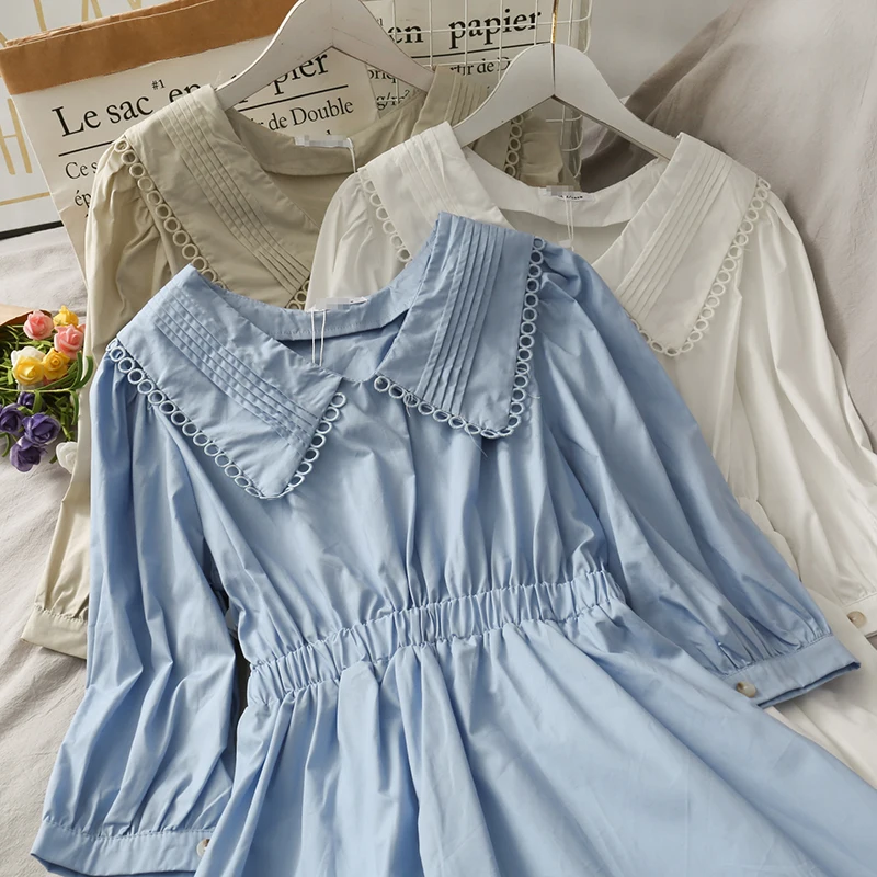 

Сладкий Стиль эластичный пояс для похудения куколка «a-line», с короткими рукавами и цветочным узором для женщин 2020 осень платье с длинными ру...