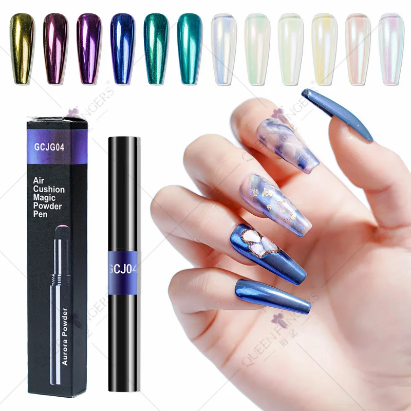 

1 Pcs Symphony Fairy Powder Ice Transparent Aurora Powder Magic Cushion Pen Easy To Color and Not Float Powder DIY Nail Design