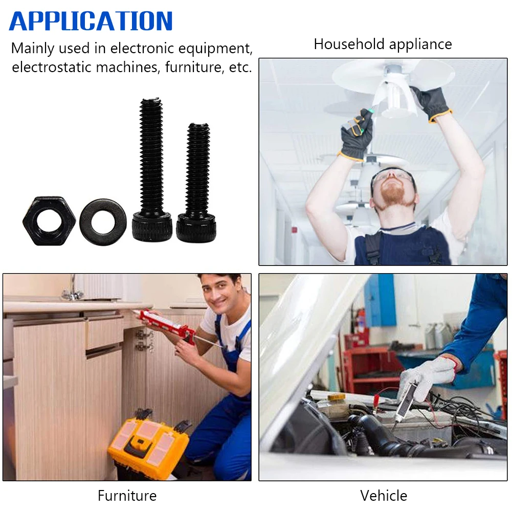 

1060pcs M2 M3 M4 M5 Hex Socket Screw Set Carbon Steel Flat Round Cap Head Screws Bolts and Nuts Assortment Kit with Storage Box