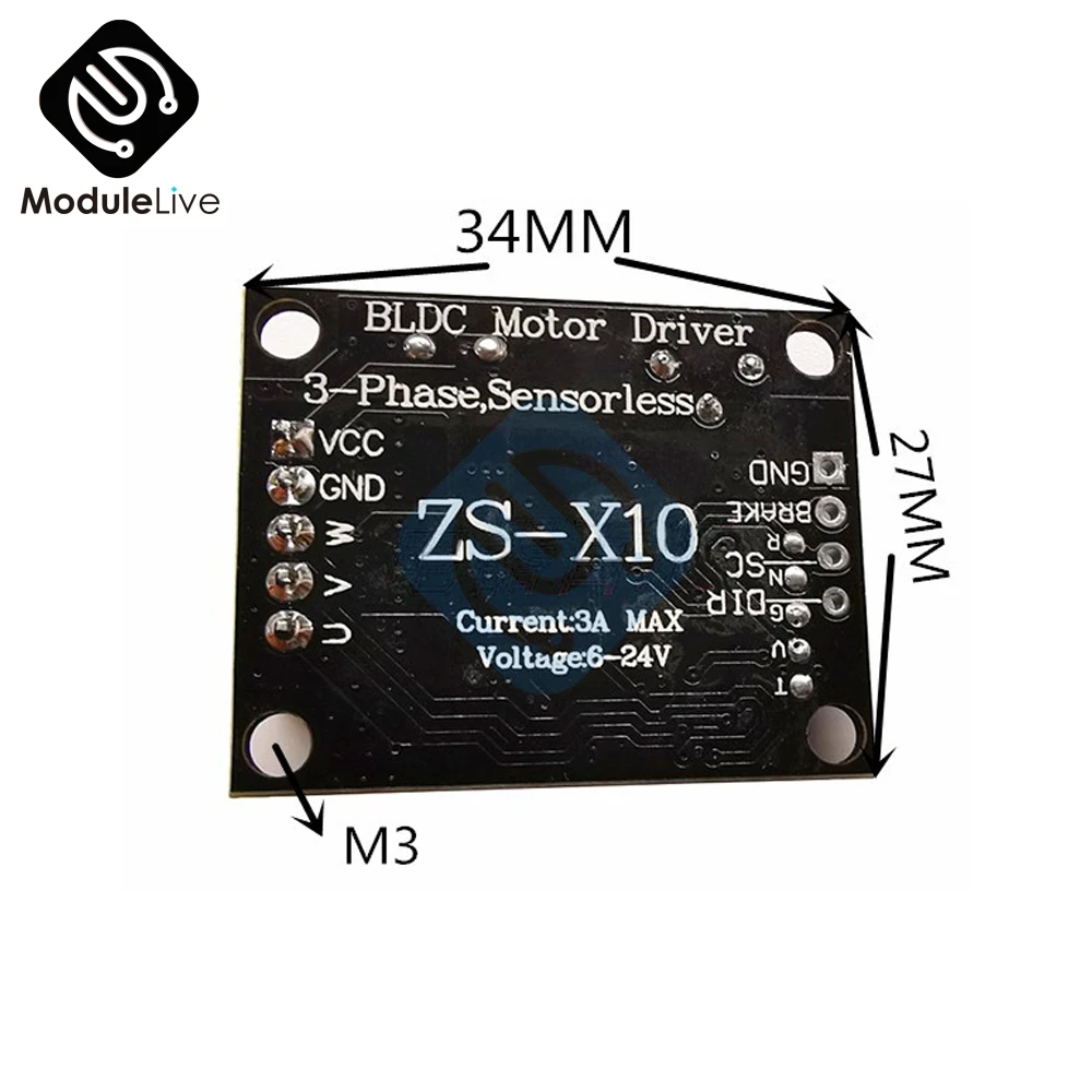 DC 6V-20V 60W 3A BLDC Three-phase Brushless Hallless Motor Driver Board 224000RPM 74000 RPM 40000 35000RPM | Обустройство дома