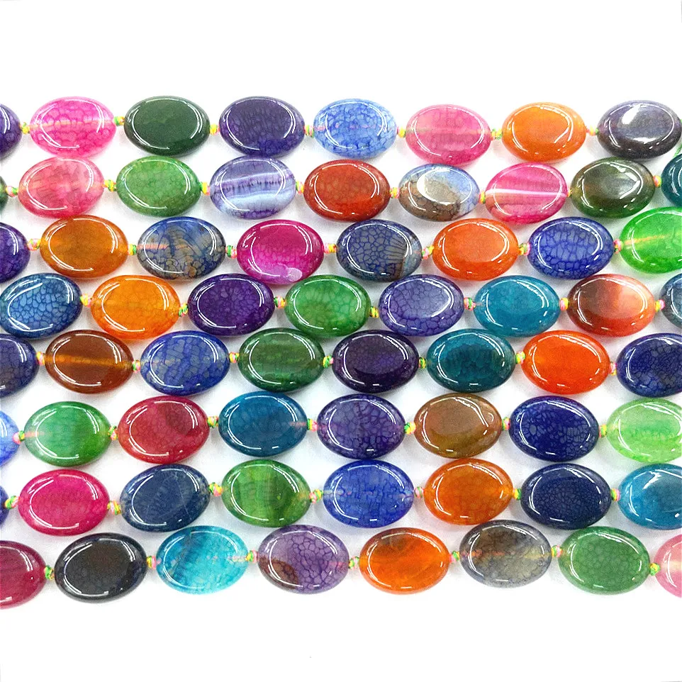 Natural Stone Agates Beaded Women Jewelry Making Veins Oval-shaped Piece Mixcolor Loose Beads DIY Bracelet Necklace Accessories | Украшения