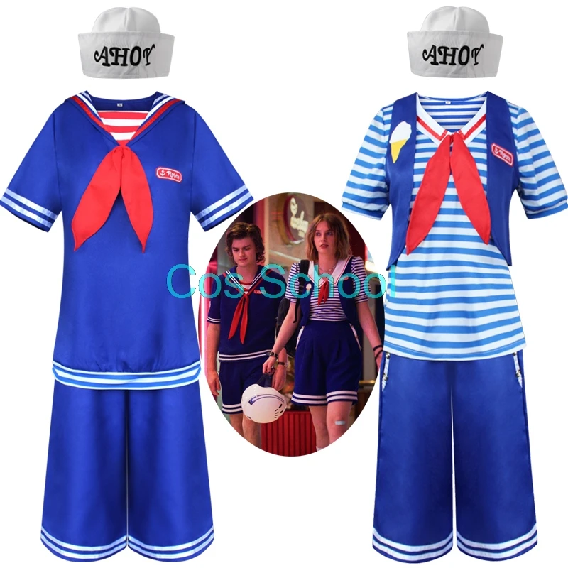 Cos/school Stranger Things 3 Robin Steve Harrington Scoops Ahoy костюмы для косплея моряков