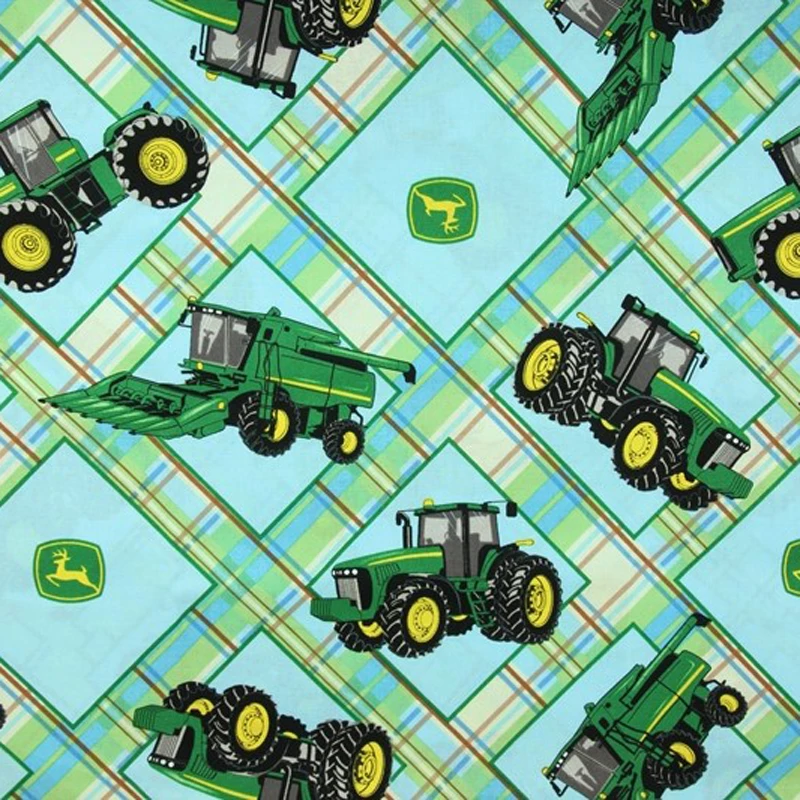 

Cartoon Deere Tractor Design 100% Cotton Fabric Patchwork Digital Printing for Kids Clothes DIY Sewing Material