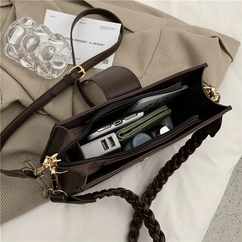 

Vintage Small Square Armpit Shoulder Bags for Women High Quality Pu Leather Messenger Bag Female Solid Color Crossbody Handbag