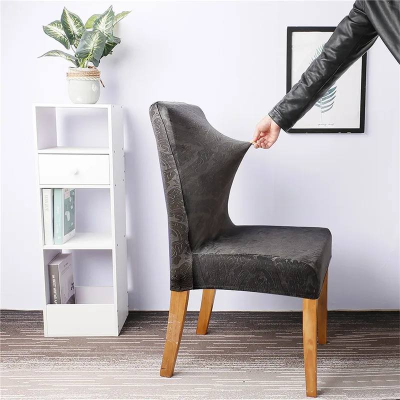 

Polyester Plush Chair Cover Removable Stretch Slipcovers Fox Pile Restaurant Seat Cover For Hotel Chair Covers