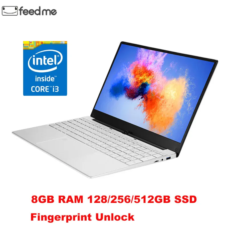 15,6 дюймов процессор Intel Core i3 5005U ноутбук Windows10 8G Оперативная память 128/256/512 ГБ SSD Тетрадь узкие Пограничный экран и ультратонких ноутбуках, определение отпечатка пальца