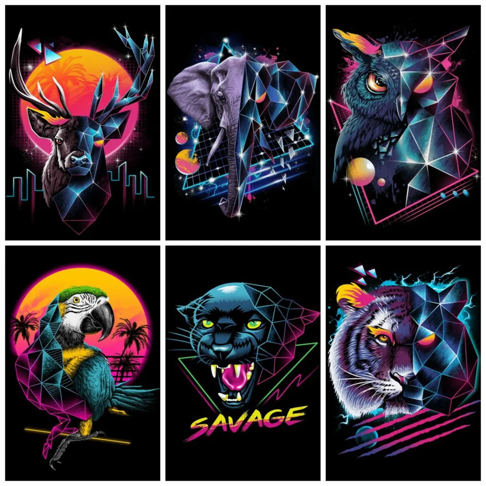 Мозаика Вышивка Тигр Слон 5D DIY Алмазная Живопись Крест Стич Животные Стразы Домашний Декор Набор Мураля.