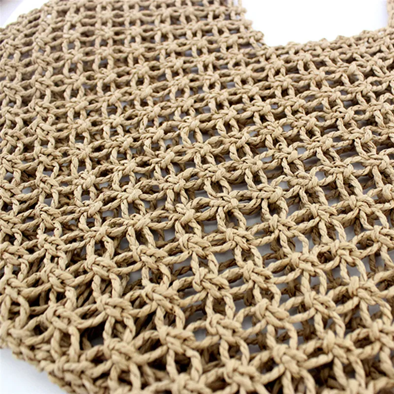 

Women Vintage Woven Handbag Beach Tote Purse Summer Travel Straw Bag Bohenmian Woven Hollow Shoulder Bag