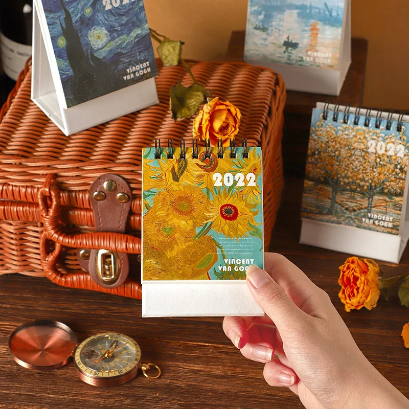 2021 2022 Женская картина маслом в стиле ретро настольный календарь раннее