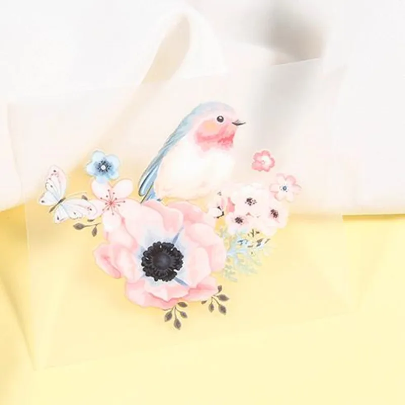 Модная нашивка из ПВХ для одежды футболка с принтом в виде больших птиц и цветов