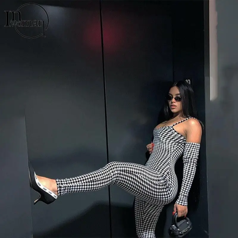 

Женский Осенний комбинезон с карманами и длинным рукавом, в обтяжку