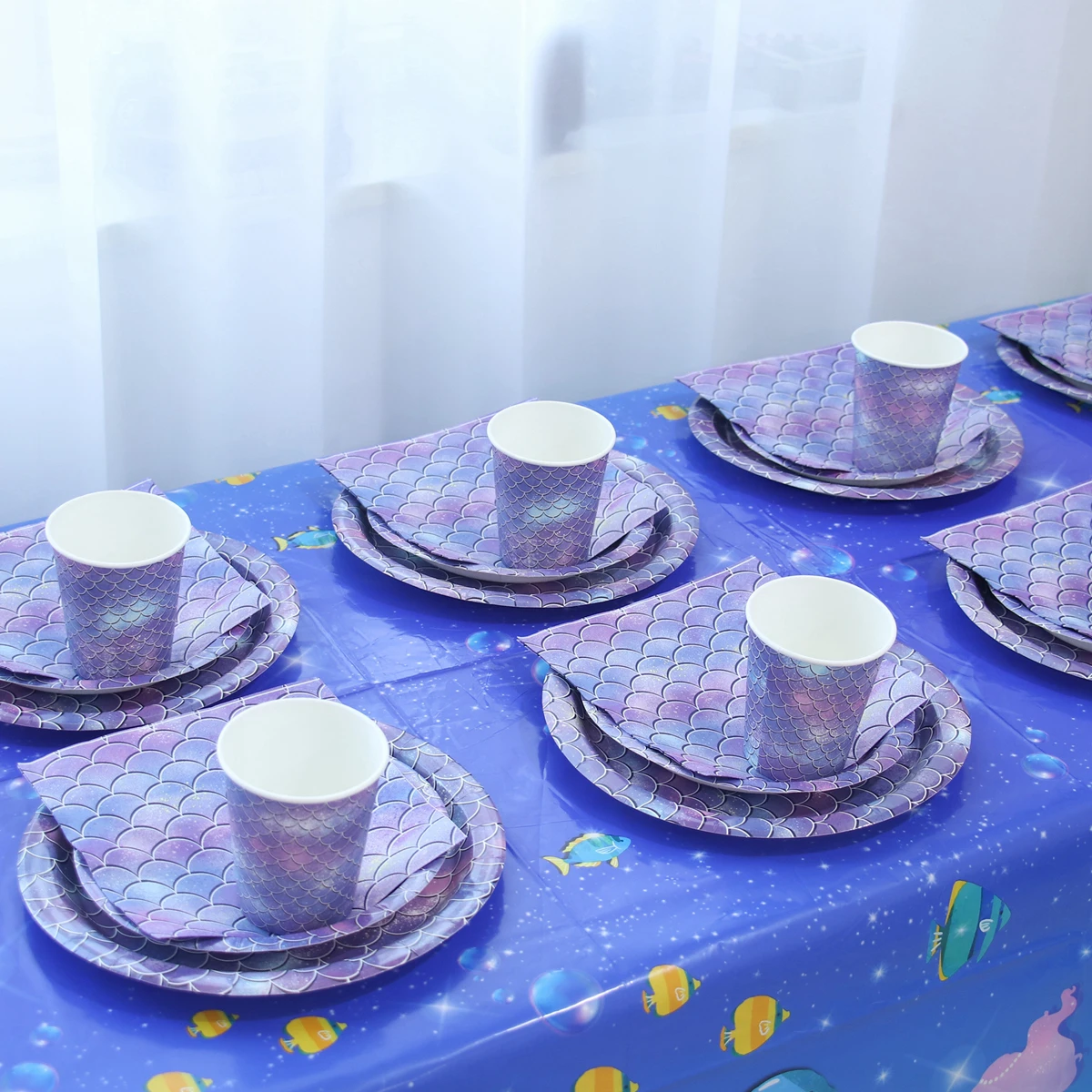 Одноразовая посуда русалка фиолетовая | Дом и сад