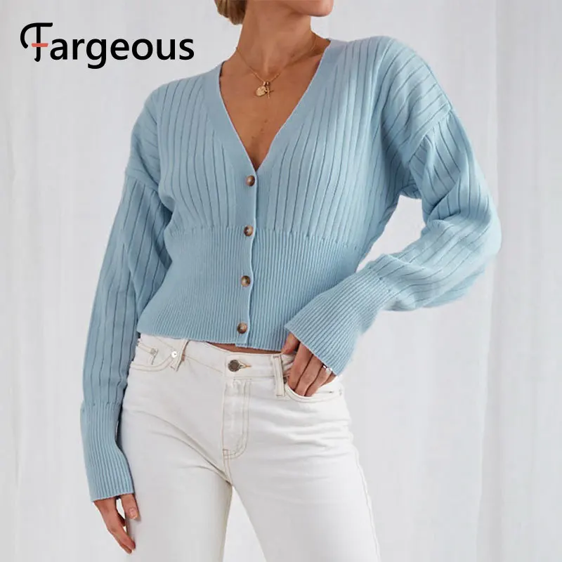 Fargeous Повседневный трикотажный женский кардиган с v-образным вырезом 2019